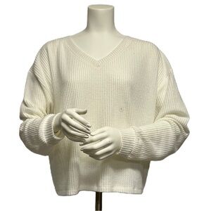 Aeropostale Y2k Cropped Sweater‎ Reversible Waffle Knit Lightweight Boxy Classic